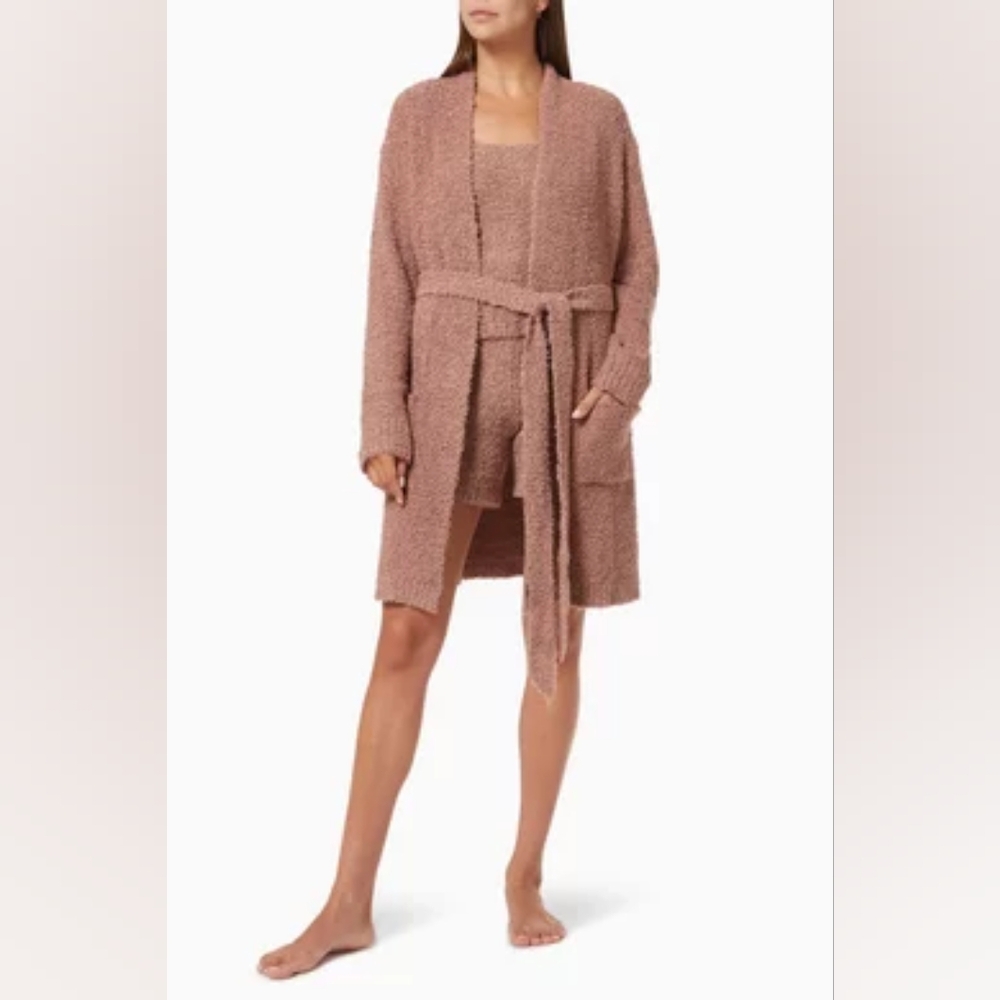 Skims Cozy Knit Boucle Robe Brown Size S/M